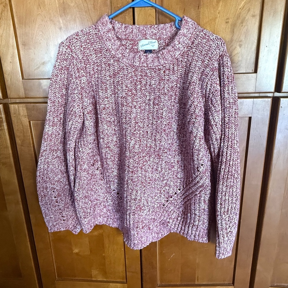 Universal Thread Marled Burgundy Sweater Women’s L Crew Neck Cotton Blend